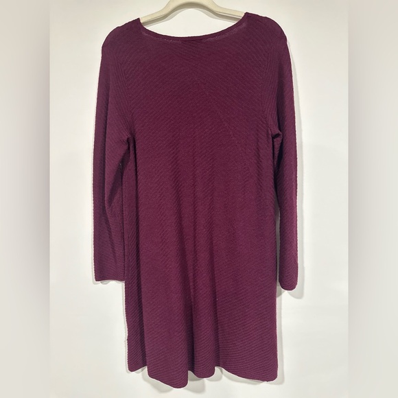 $298 Eileen Fisher Merino Wool Textured Vneck A-line Sweater Dress S Ribbed - Picture 2 of 4